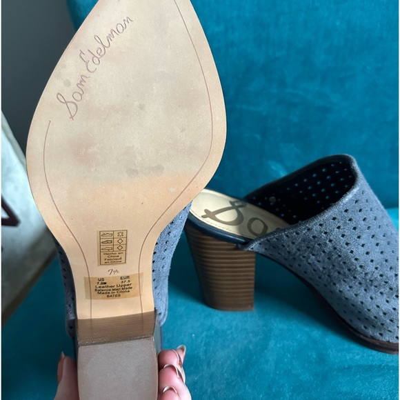 Sam Edelman Bates Denim Perforated Suede Mules - Size 7.5 - Picture 4 of 10
